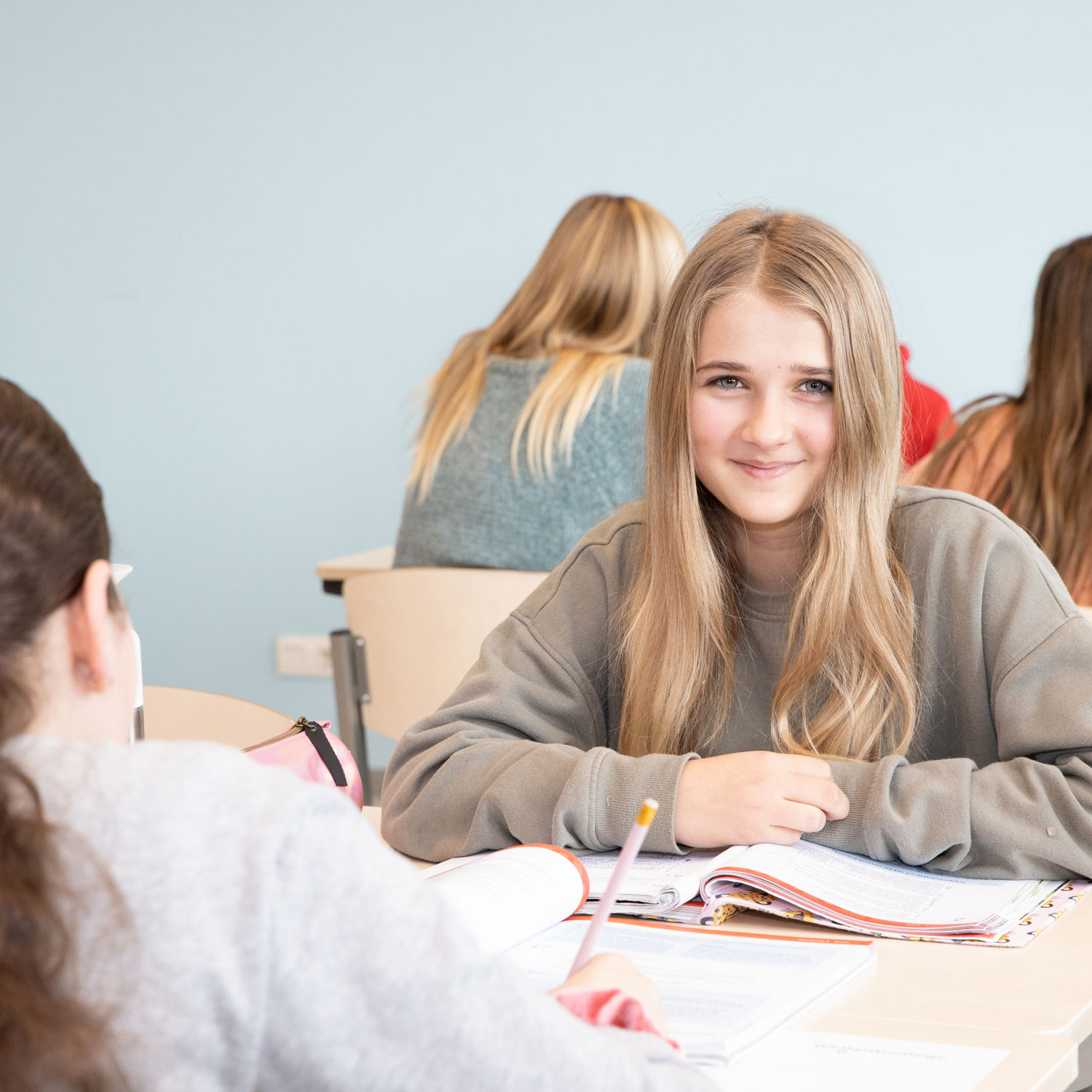 Leerling kust de neus van een paard