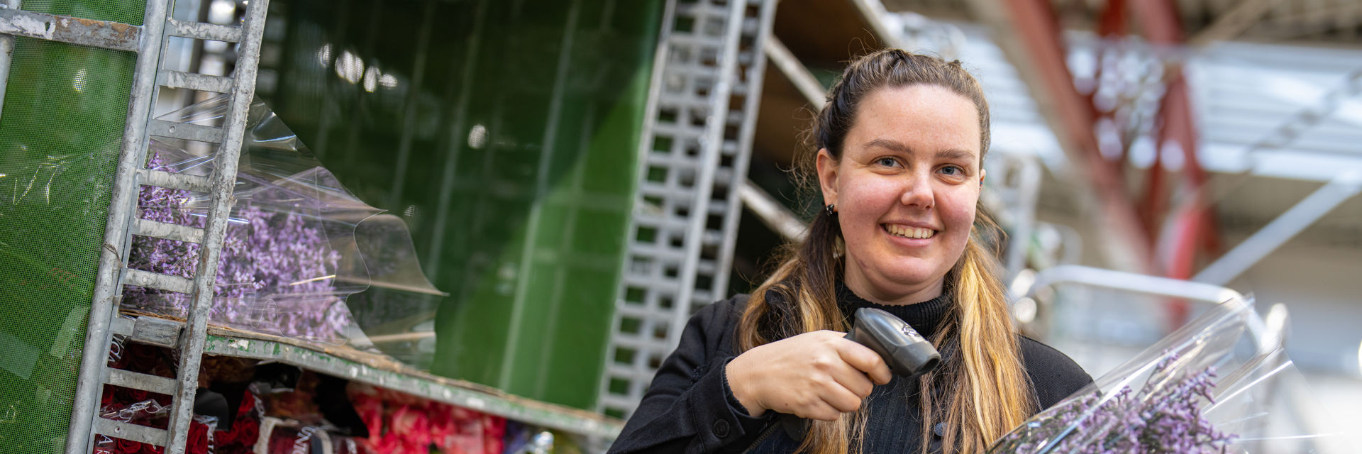 Een student bloemenverkoop
